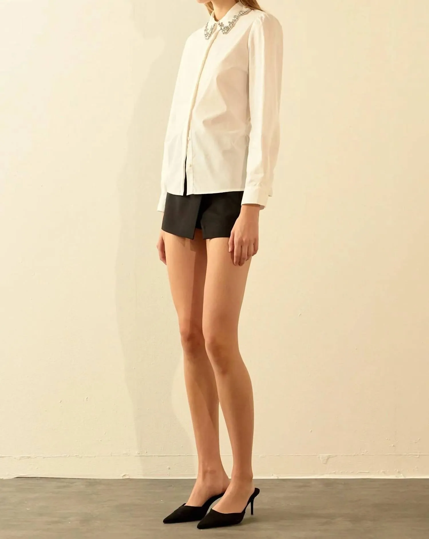 2.7 August Apparel - Darling Diva Embellished Button Up Top