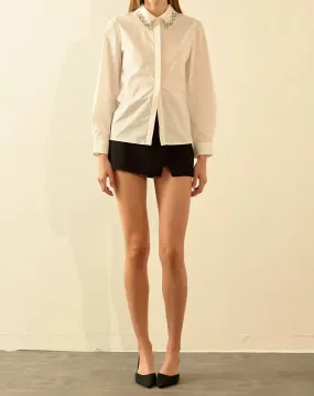 2.7 August Apparel - Darling Diva Embellished Button Up Top