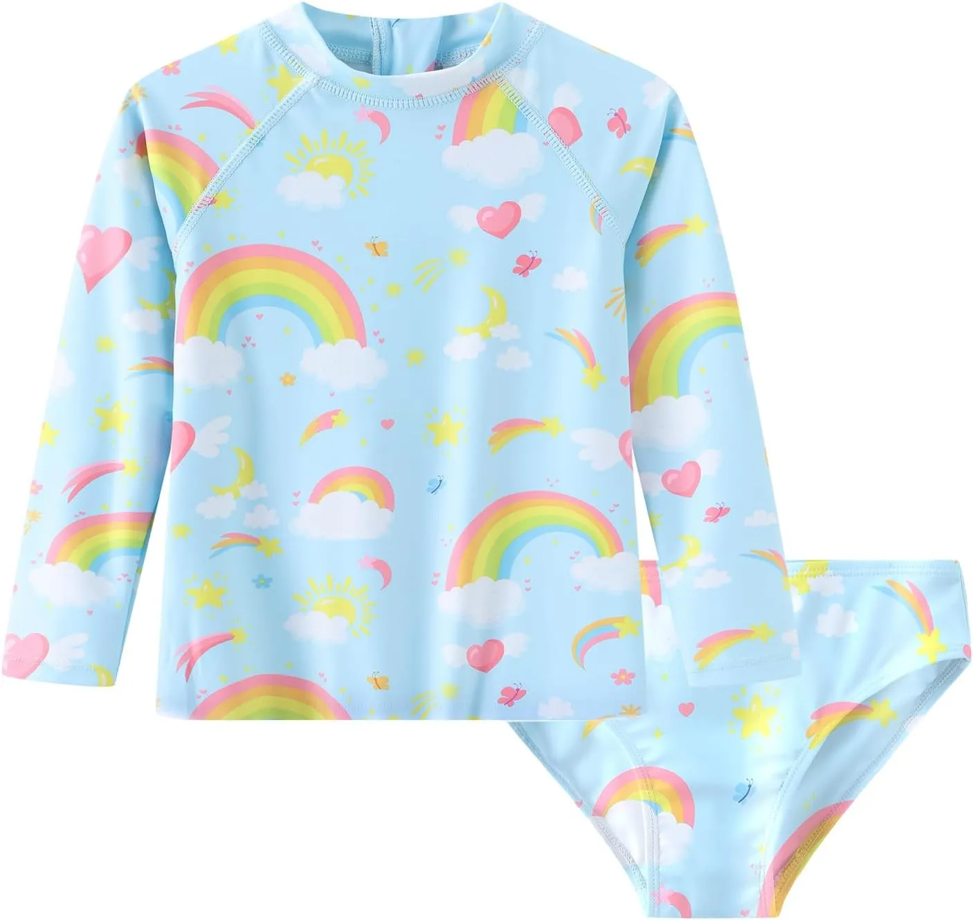 Baby Girls Rash Guard Set for Girls Long Sleeve Swimsuits with Bikini Bottom UPF 50  Two Piece Bathing Suits Swim Set