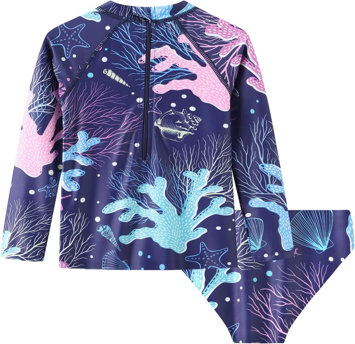 Baby Girls Rash Guard Set for Girls Long Sleeve Swimsuits with Bikini Bottom UPF 50  Two Piece Bathing Suits Swim Set