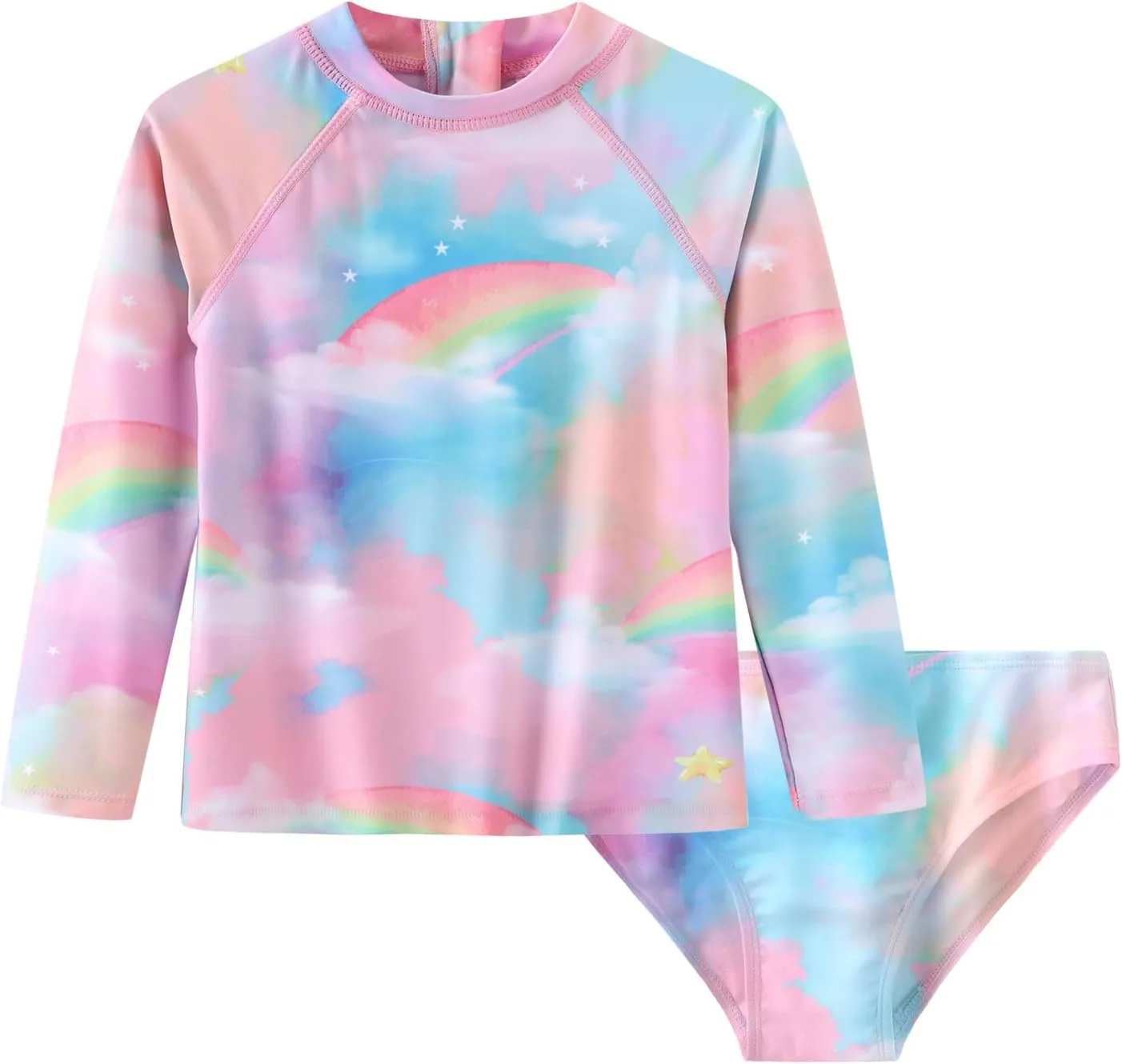 Baby Girls Rash Guard Set for Girls Long Sleeve Swimsuits with Bikini Bottom UPF 50  Two Piece Bathing Suits Swim Set