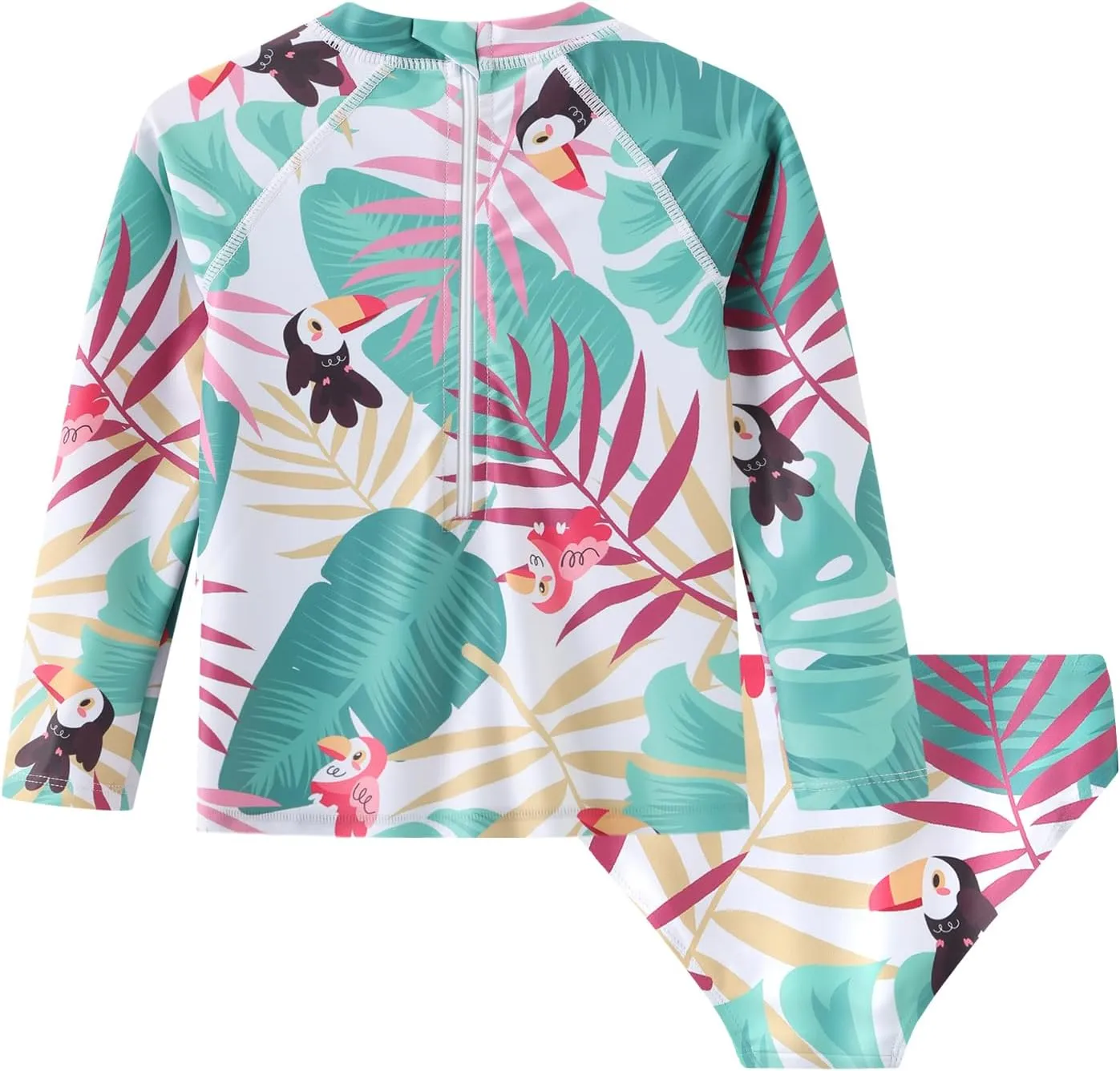 Baby Girls Rash Guard Set for Girls Long Sleeve Swimsuits with Bikini Bottom UPF 50  Two Piece Bathing Suits Swim Set