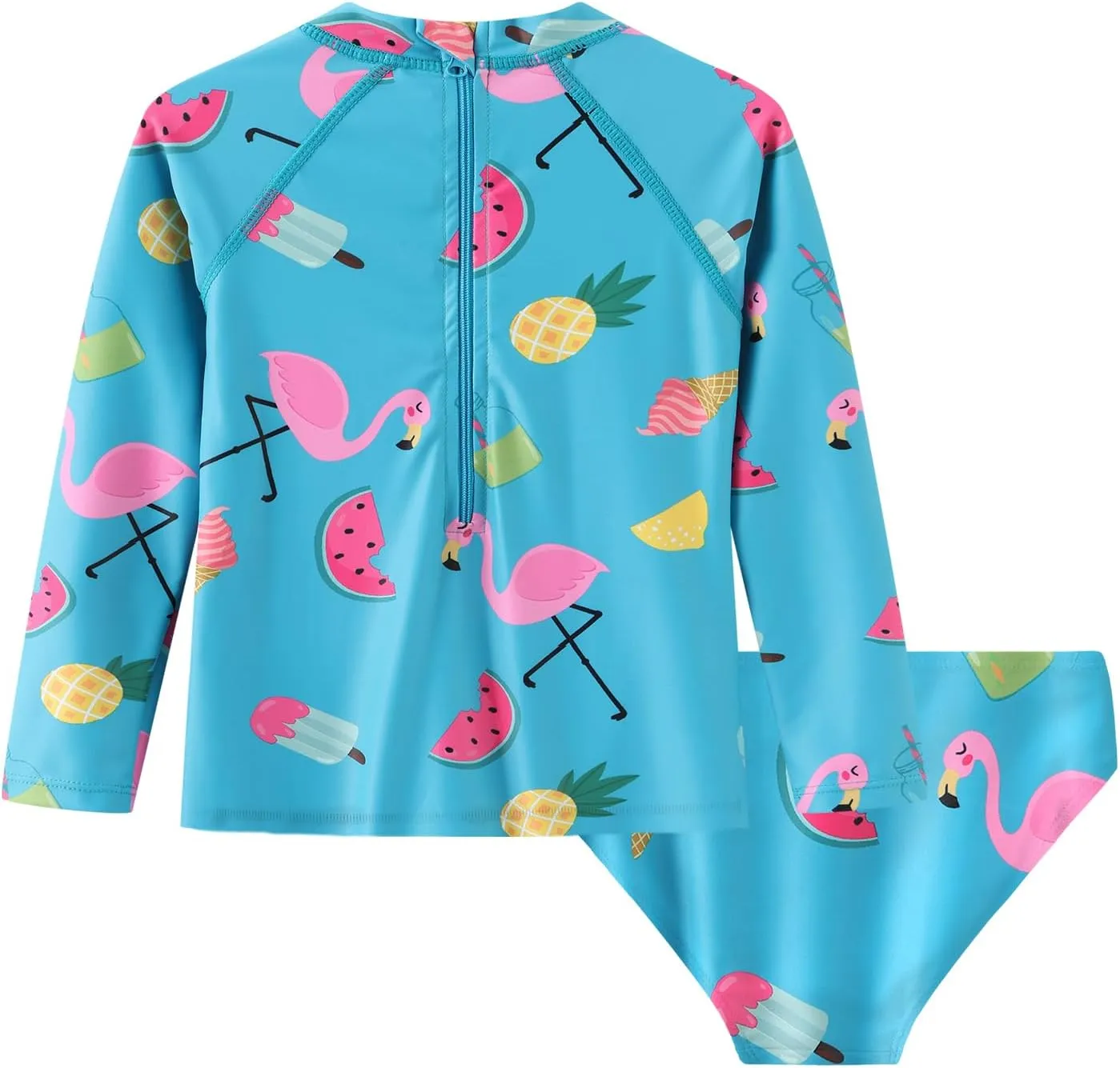Baby Girls Rash Guard Set for Girls Long Sleeve Swimsuits with Bikini Bottom UPF 50  Two Piece Bathing Suits Swim Set