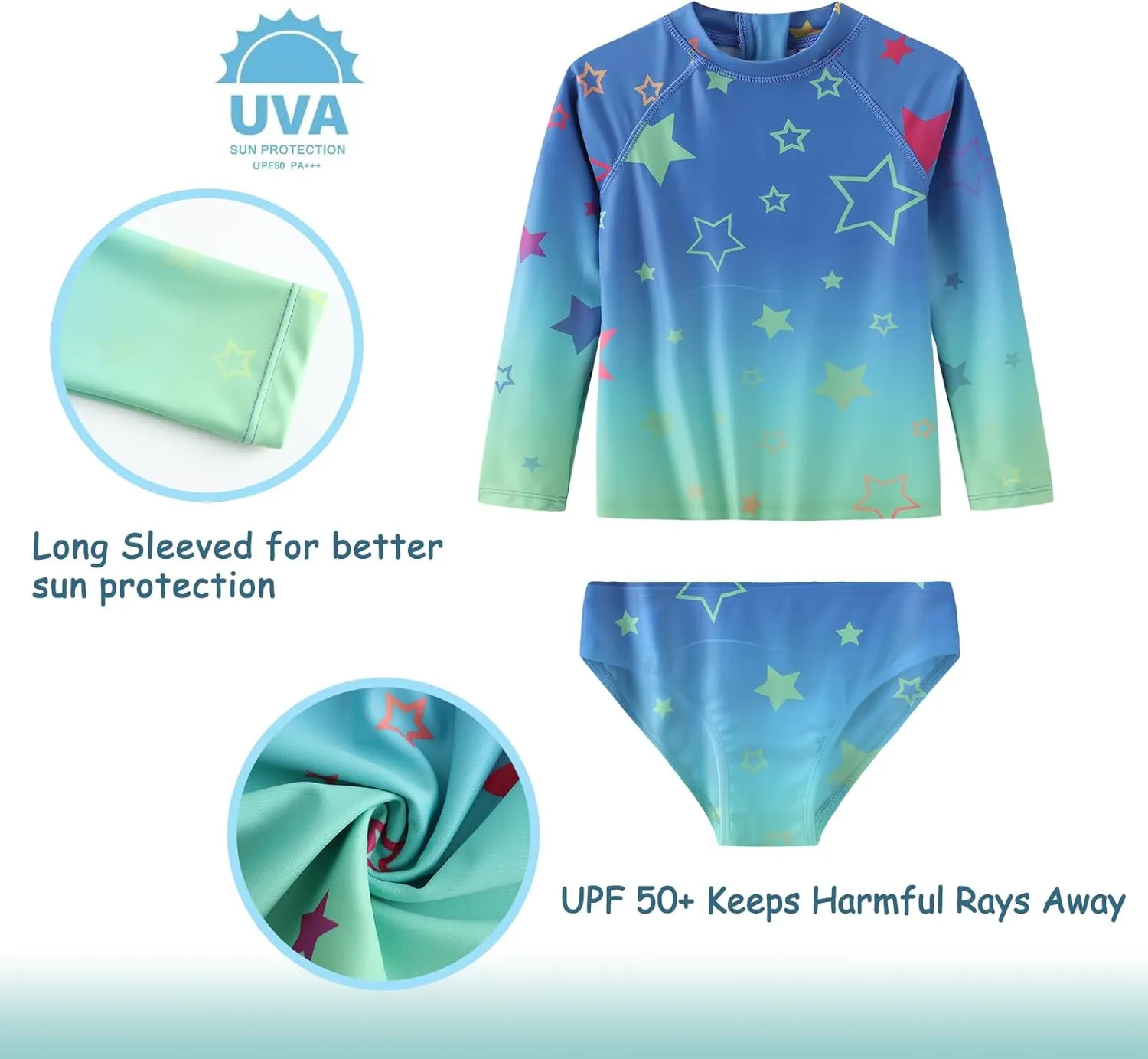 Baby Girls Rash Guard Set for Girls Long Sleeve Swimsuits with Bikini Bottom UPF 50  Two Piece Bathing Suits Swim Set
