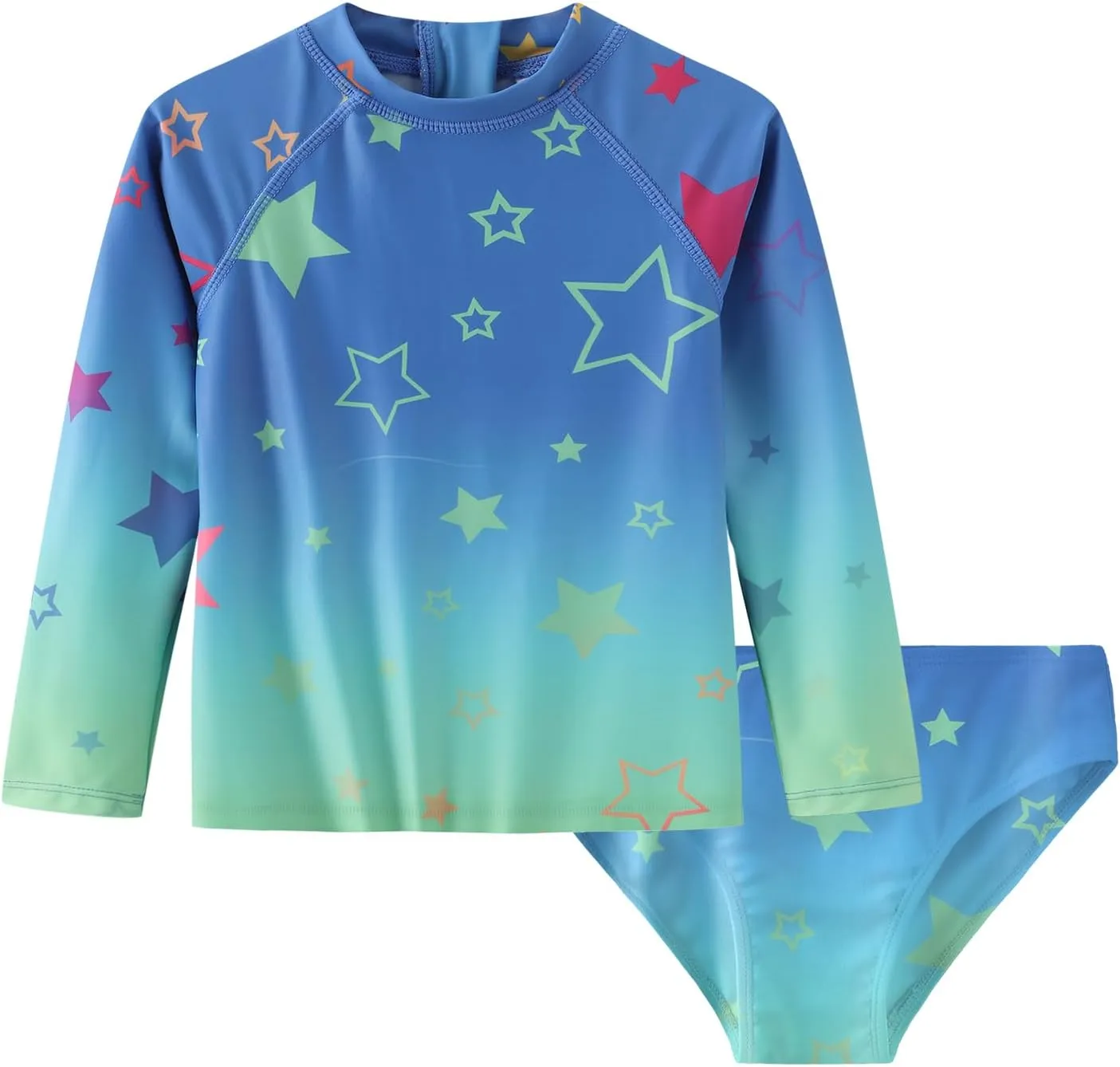 Baby Girls Rash Guard Set for Girls Long Sleeve Swimsuits with Bikini Bottom UPF 50  Two Piece Bathing Suits Swim Set