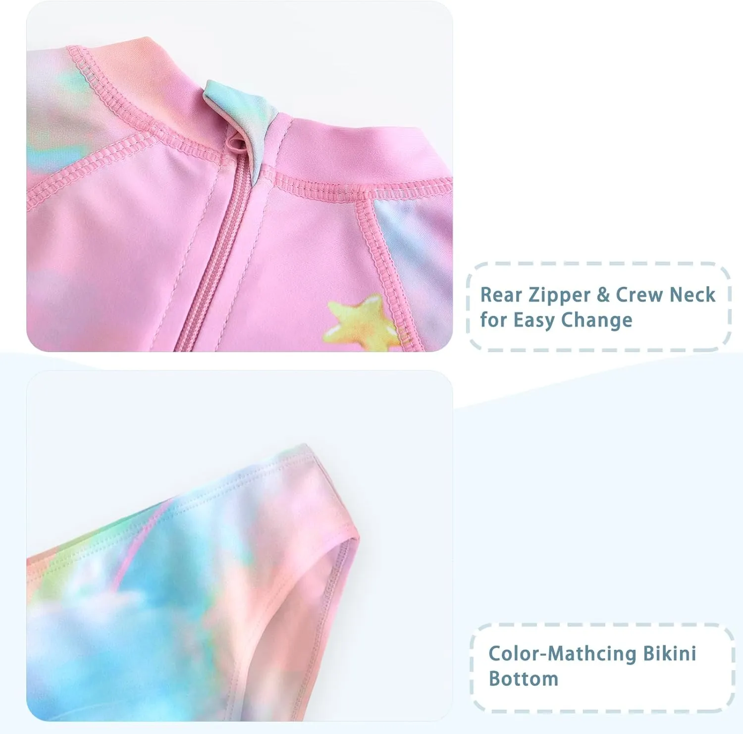 Baby Girls Rash Guard Set for Girls Long Sleeve Swimsuits with Bikini Bottom UPF 50  Two Piece Bathing Suits Swim Set