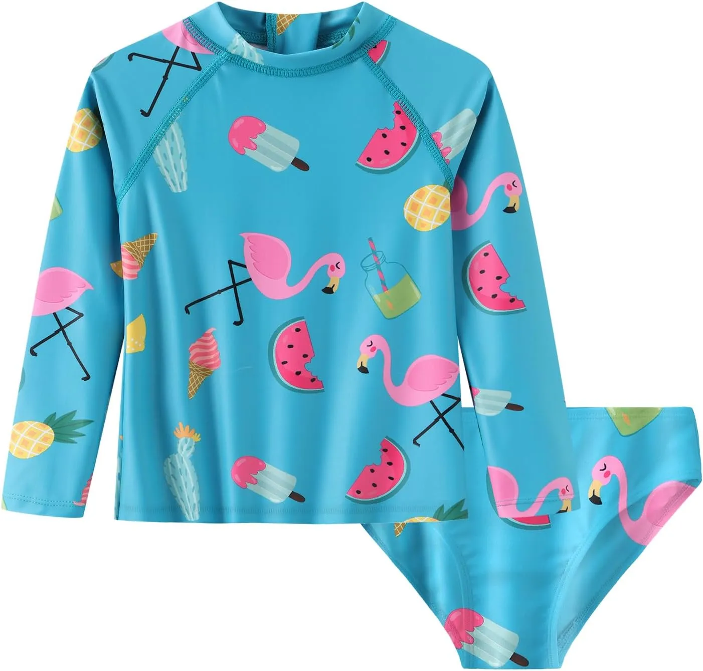 Baby Girls Rash Guard Set for Girls Long Sleeve Swimsuits with Bikini Bottom UPF 50  Two Piece Bathing Suits Swim Set