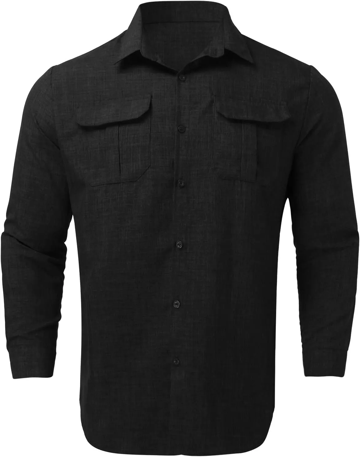 Cargo Shirts for Men Construction Work Shirts Button Up UV Long Sleeve Sun Protection Tactical Hiking Fishing Shirt