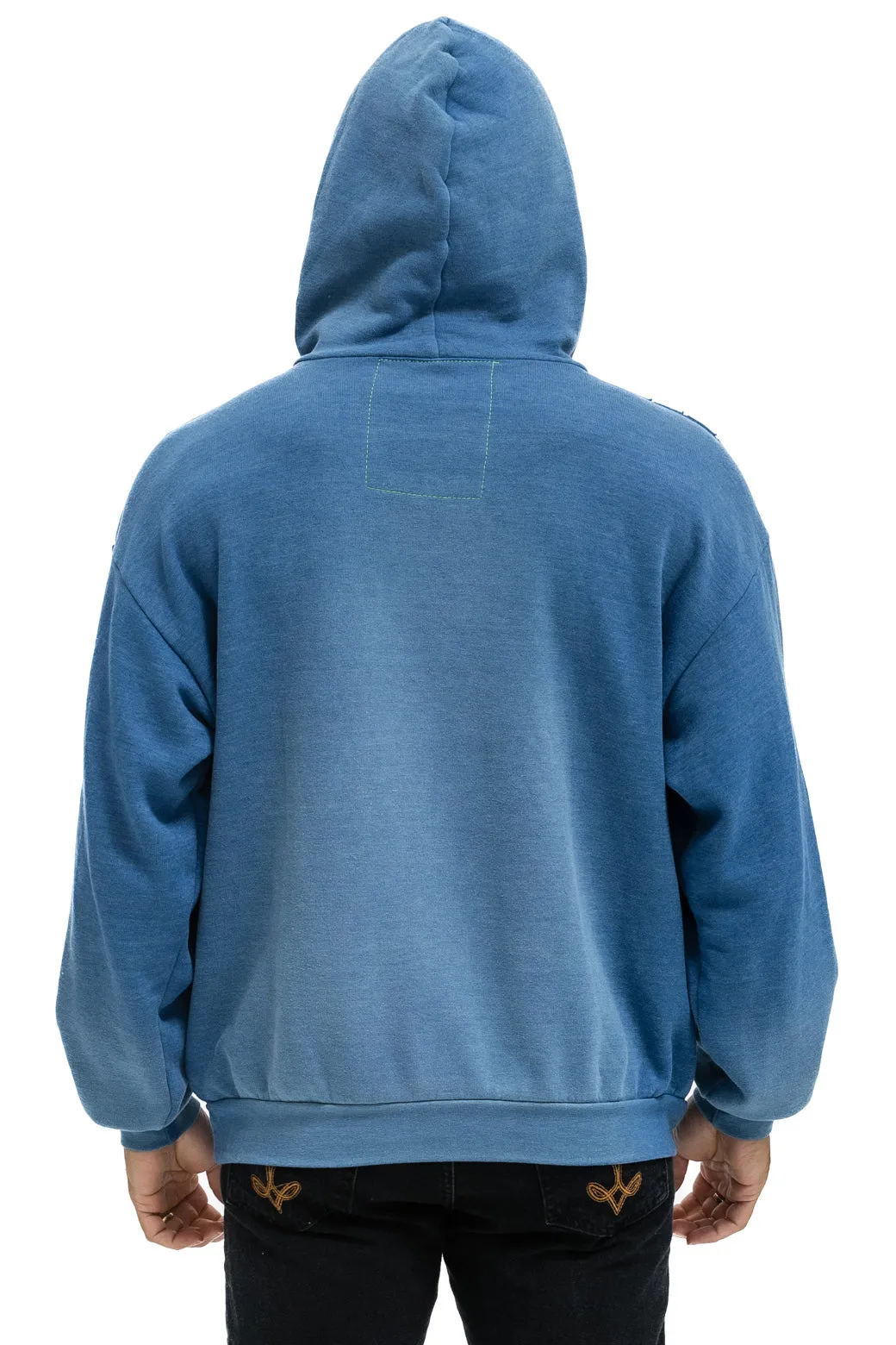 CROSS STRIPE RELAXED PULLOVER HOODIE - FADED WATER