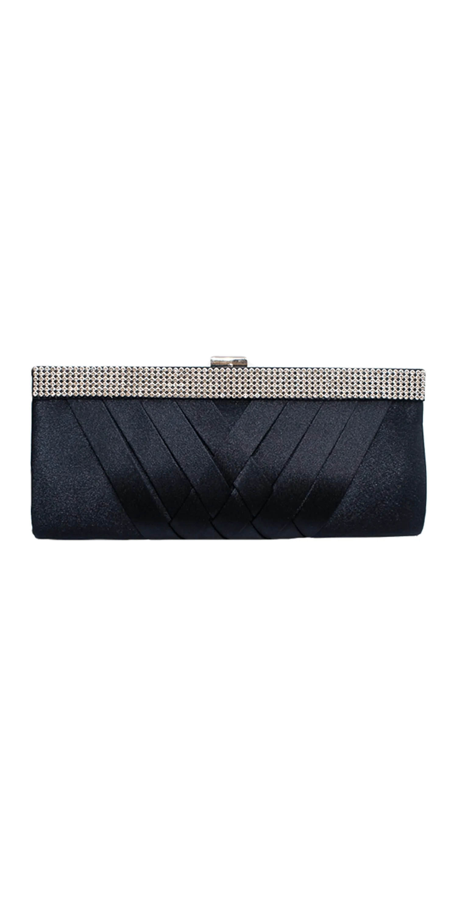 Crossover Satin Rhinestone Top Closure Handbag