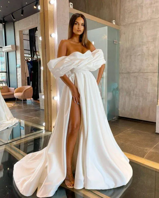 Eightree Arabic Prom Party Dresses High Split Robe De Soiree Royal Blue Evening Gowns Long Off Shoulder Celebrity Dress