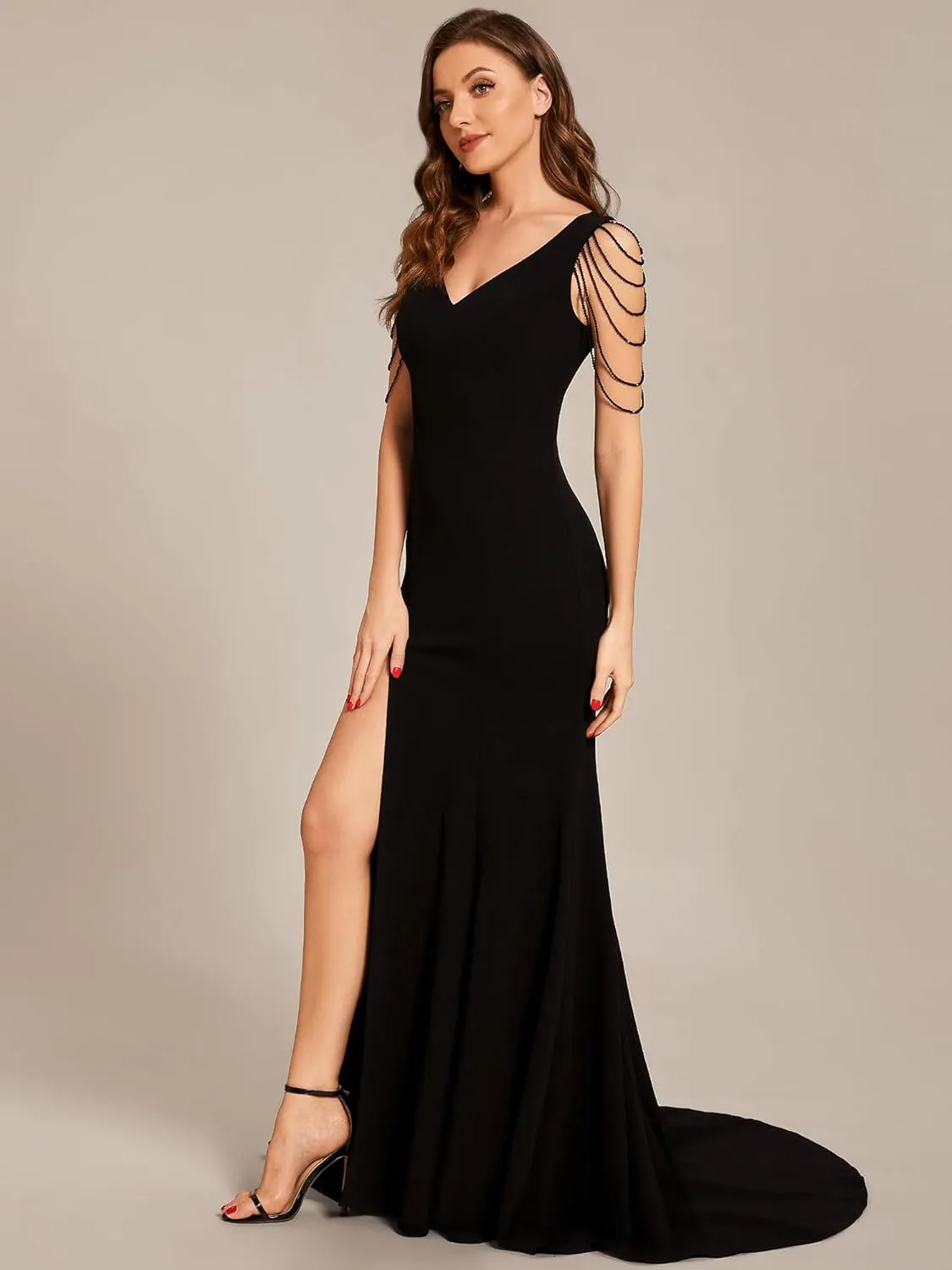 Ever-Pretty Women's V Neck Sleeveless Bodycon Split Maxi Evening Dresses 01670