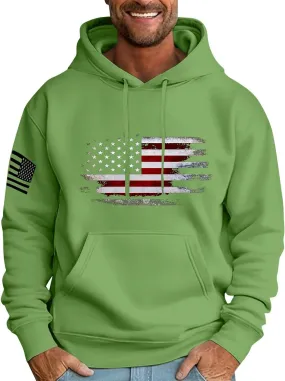 Graphic Hoodies for Men USA Flag Print Sweatshirt Oversized Lightweight Big and Tall Hoodies with Pockets Fall Clothes