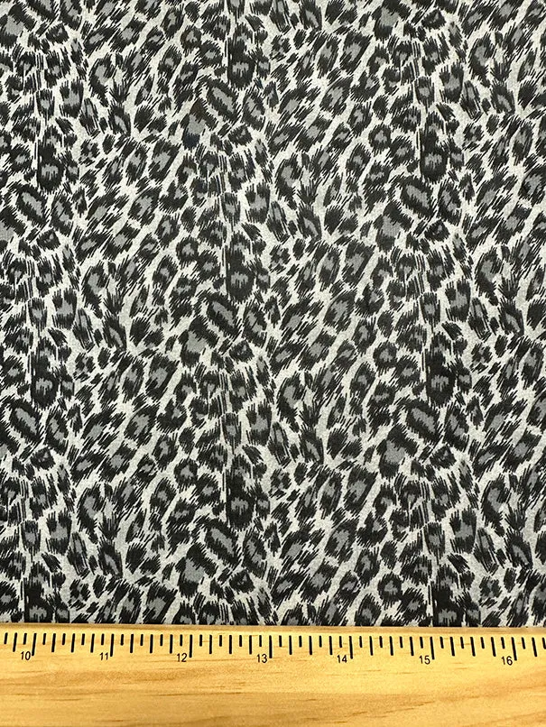 Gray Multi Print Cheetah Print Chiffon Fabric