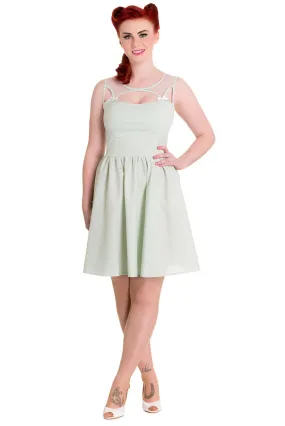 Hell Bunny Alice in the Wonderland Mint Green Gingham Check Sheer Top Party Dress
