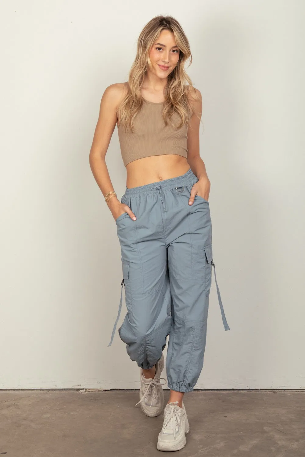 Jamie Elastic Waist Woven Cargo Pants