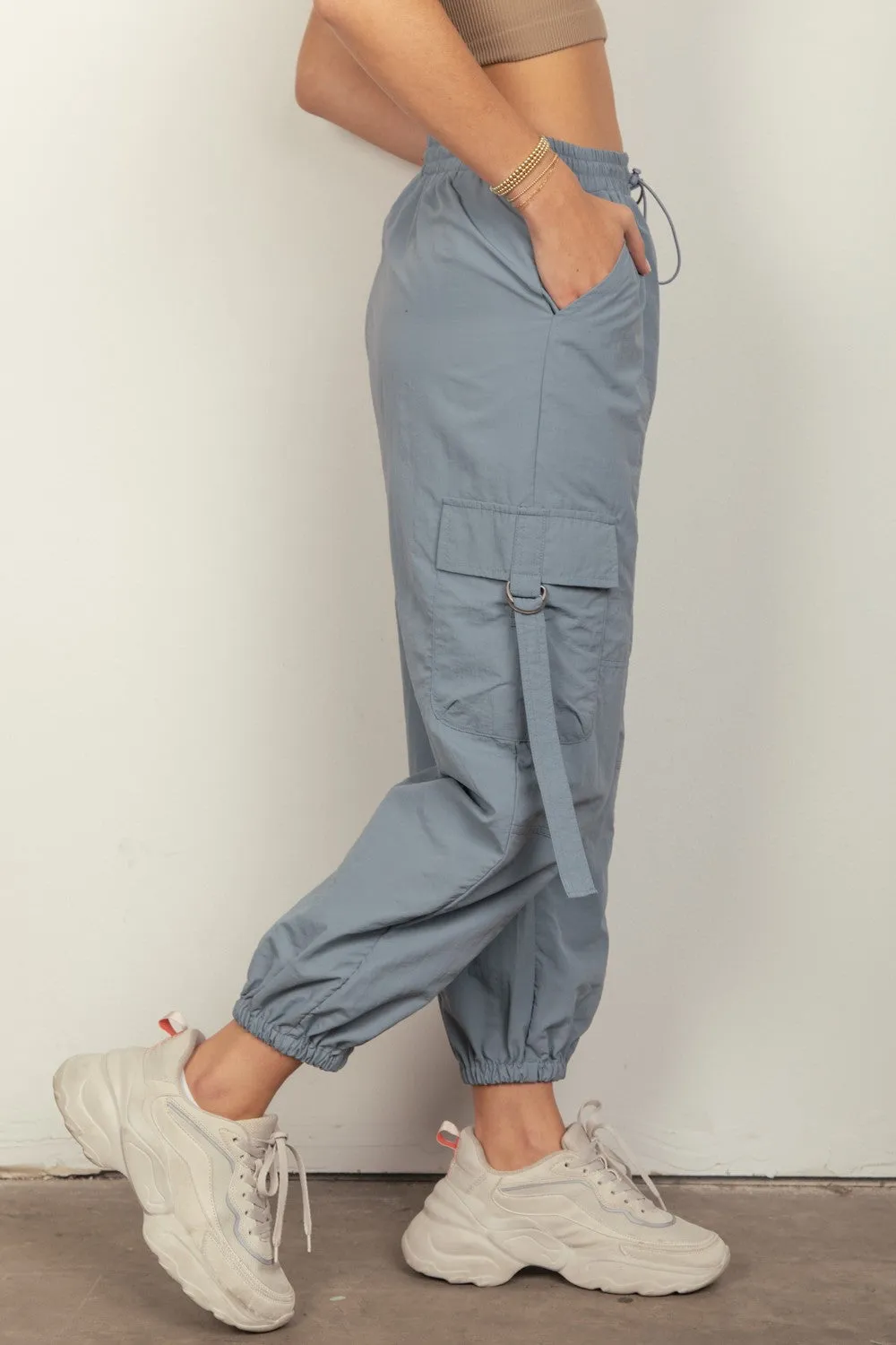 Jamie Elastic Waist Woven Cargo Pants