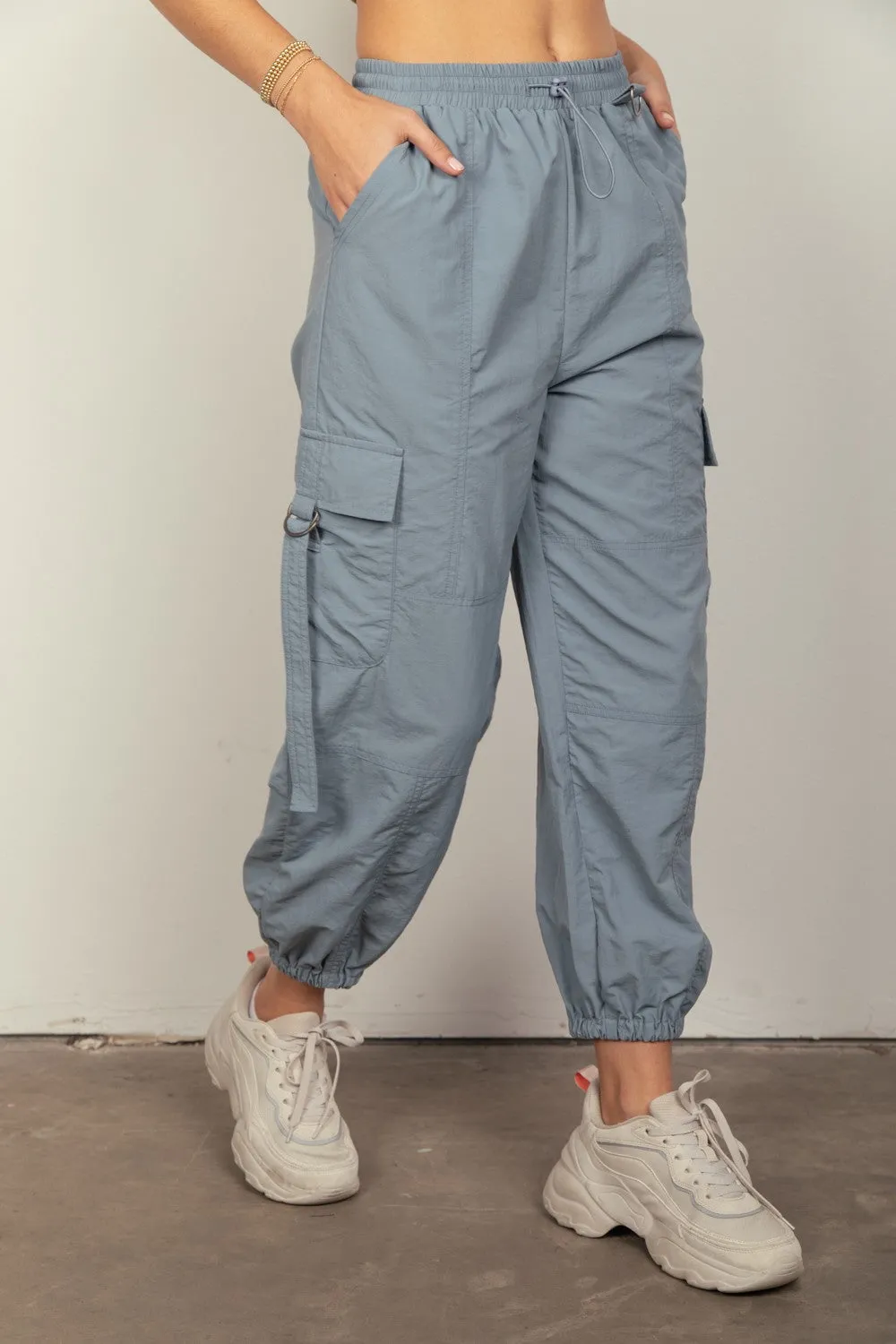 Jamie Elastic Waist Woven Cargo Pants
