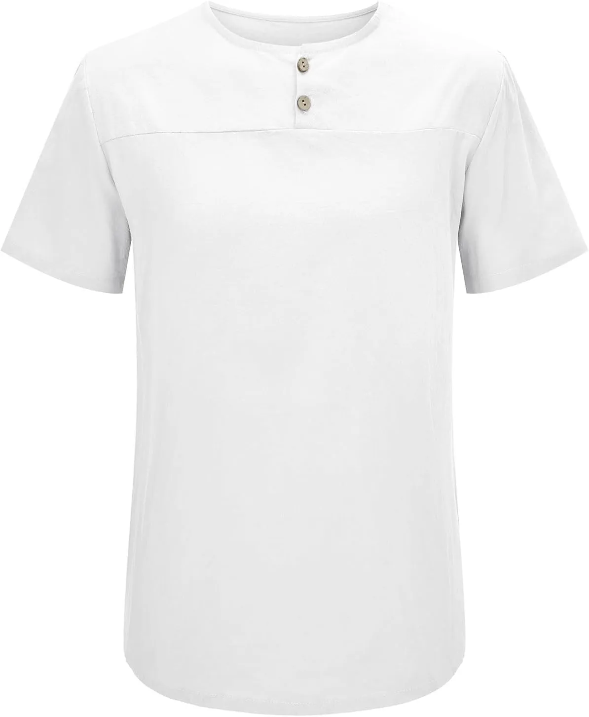 Linen Henley Shirt for Men Summer Solid Casual Trendy Tees Lightweight Breathable Athletic-Fit Button Up Beach Tops