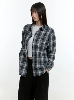 Loose-Fit Checkered Buttoned Shirt CF507