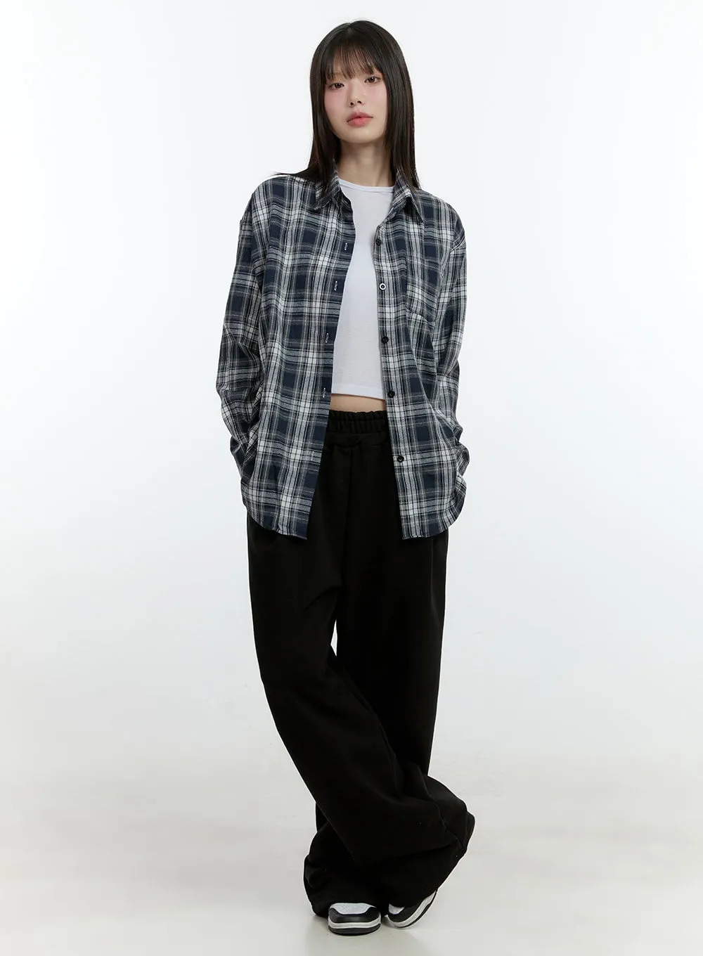 Loose-Fit Checkered Buttoned Shirt CF507