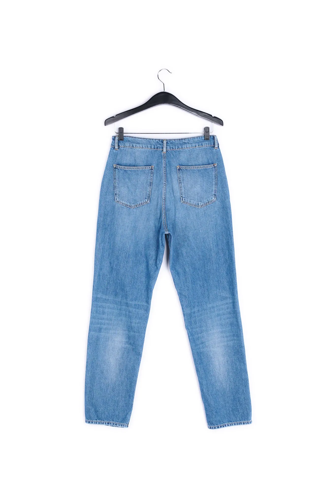 Loose-fit distressed blue jeans