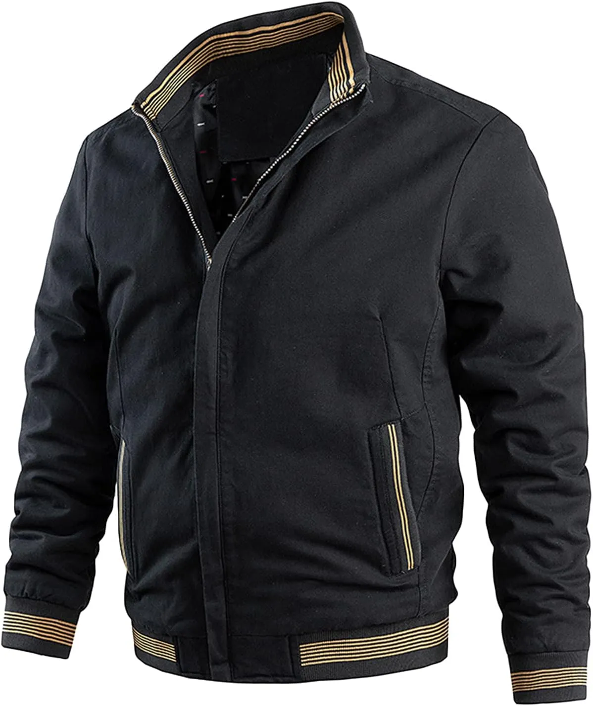 Mens Full Bomber Jacket Lightweight Softshell Flight Coat Big & Tall Windbreaker Jackets Casual Outerwear Fall Winter