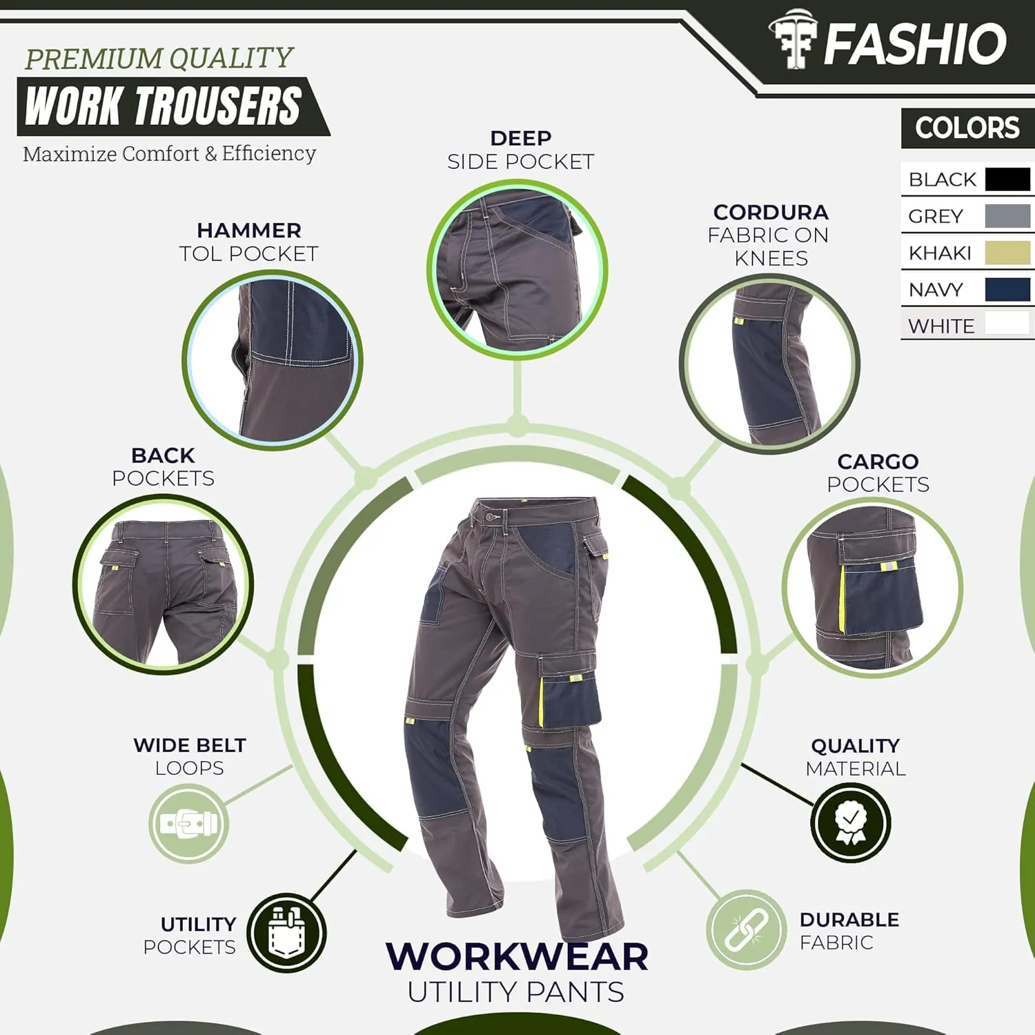 Men's Painter Pants Carpenter Tactical Field Pants Cargo Trousers with Cordura Reinforced Knees Pads & Utility Pockets