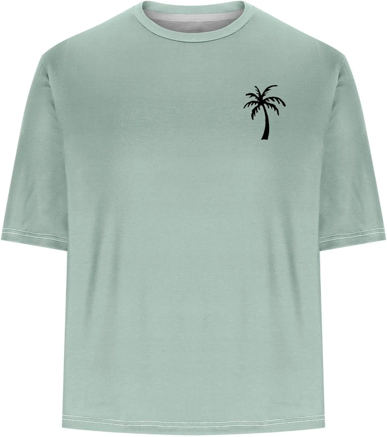 Men's Tropical Coconut Trees Printed Hawaiian T Shirt Short Sleeve Crew Neck Casual Summer Basic Tee Shirts Tops