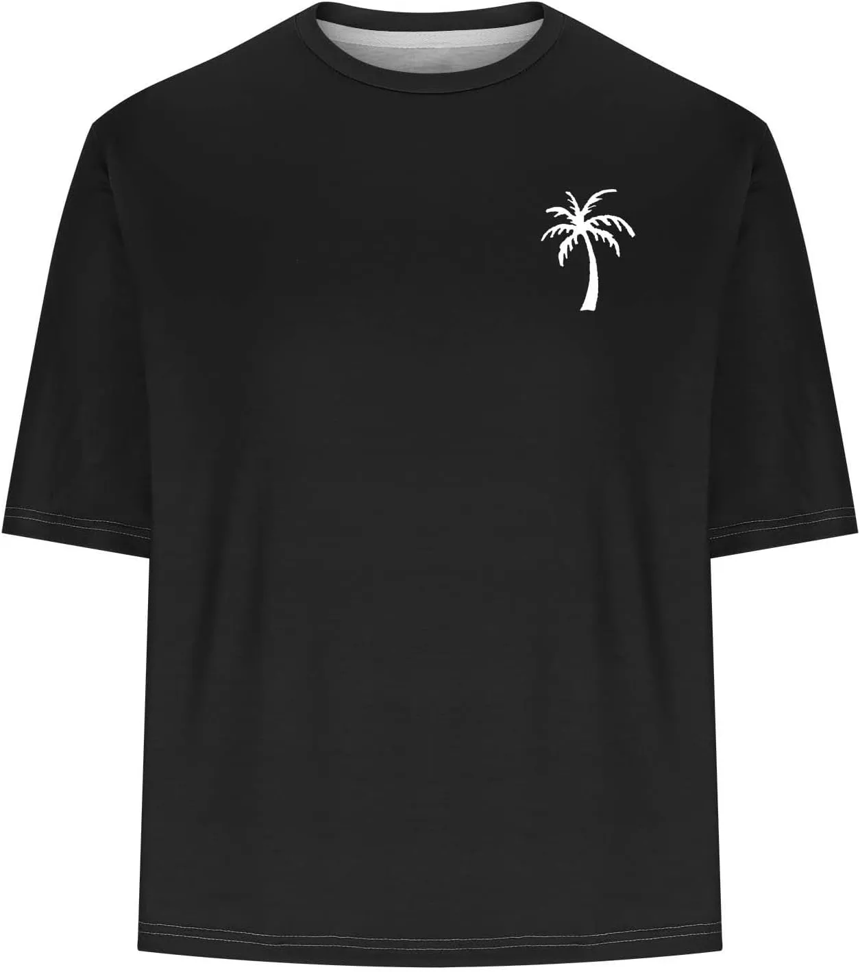 Men's Tropical Coconut Trees Printed Hawaiian T Shirt Short Sleeve Crew Neck Casual Summer Basic Tee Shirts Tops