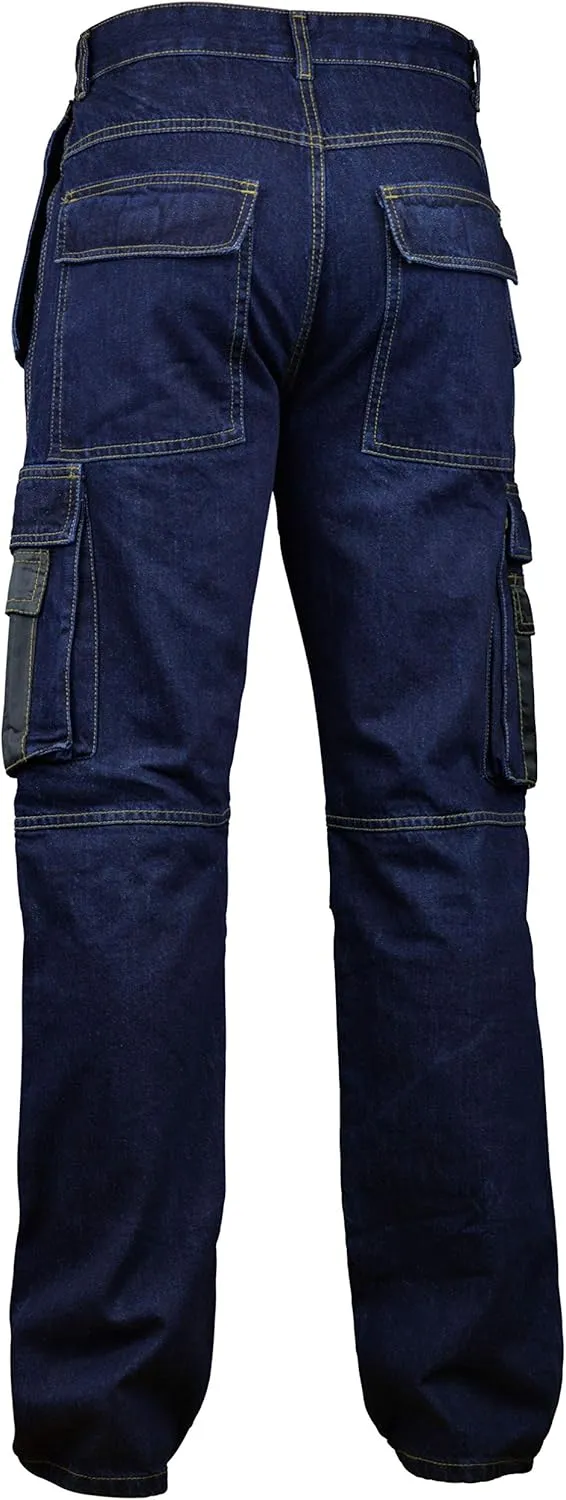 Mens Work Pants Tactical Utility Cargo Work Trousers Heavy Duty Construction Pants for Men Multi Pockets Denim Working Jeans