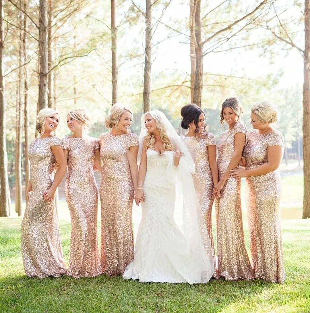 MisShow Women's Sequins Prom Bridesmaid Mermaid Dress Glitter Gold Long Evening Gowns Formal Cocktail Dresses