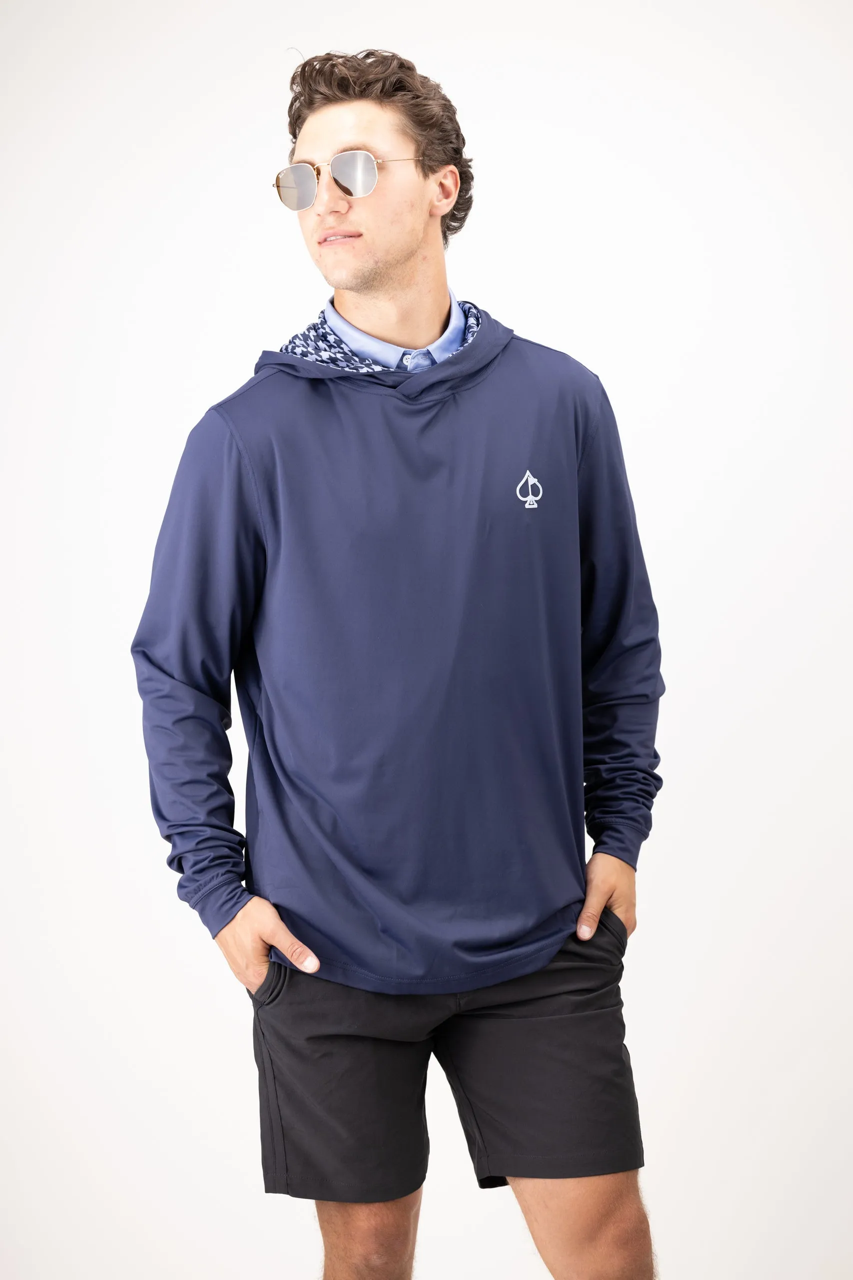Performance Golf Hoodie - Royal Houndstooth