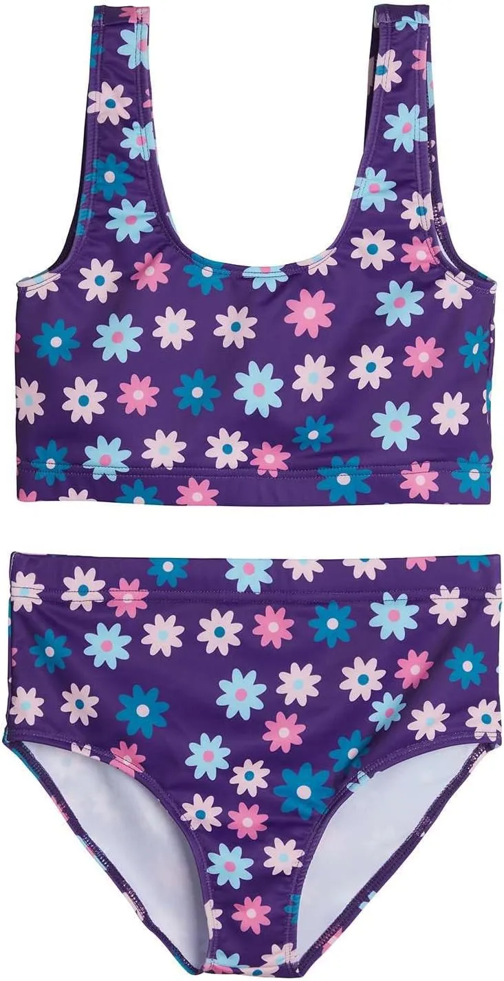 Real Essentials 3 Pack: Girl's 2-Piece Beach Sport Bikini Swimsuit - Swimwear for Girls UPF 50 