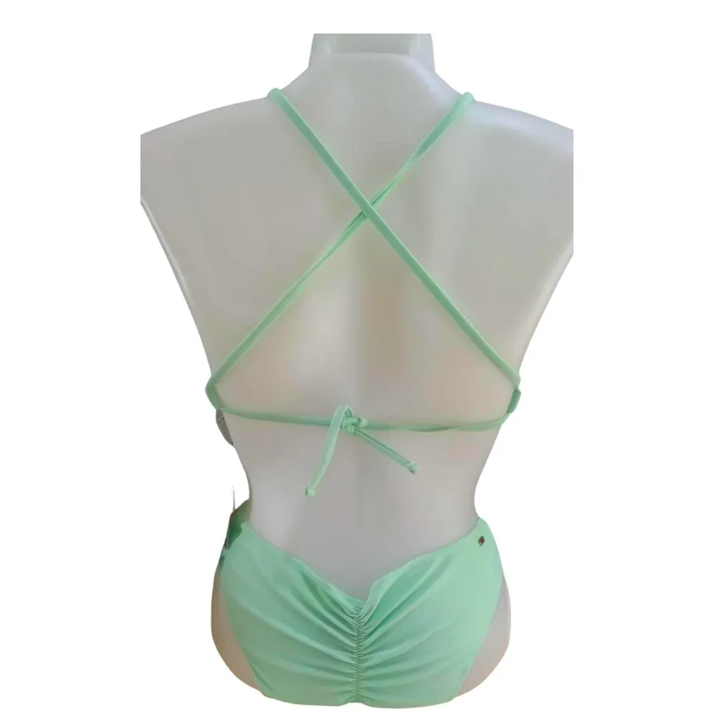Rip Curl Classic Surf Eco Crossback Tri Bikini TOP & BOTTOM- Light Aqua, Small