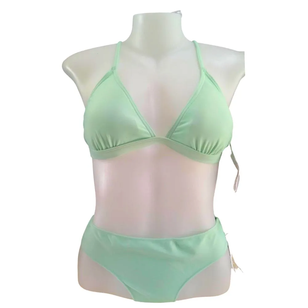 Rip Curl Classic Surf Eco Crossback Tri Bikini TOP & BOTTOM- Light Aqua, Small