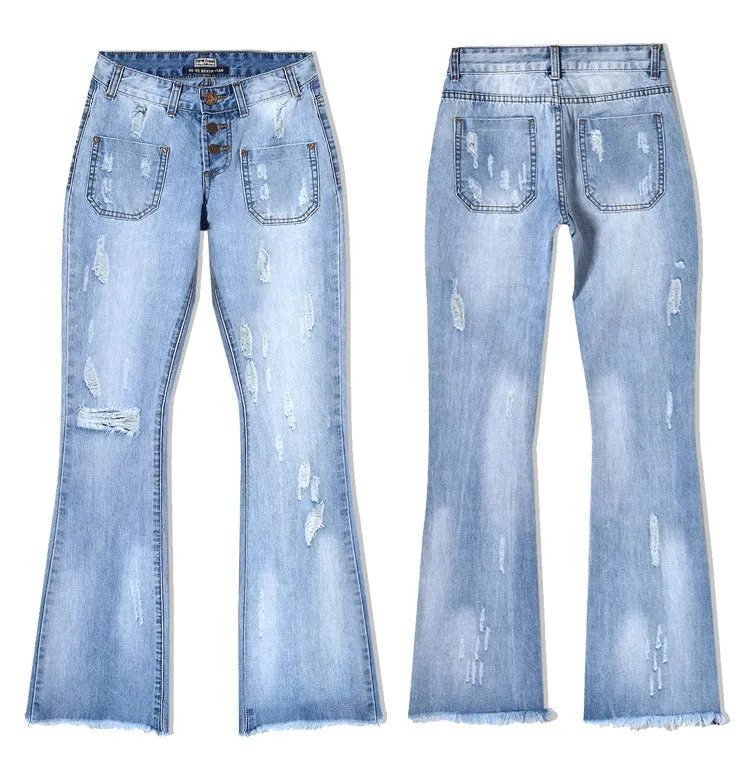 SAIKA: Low Waist Flare Denim Jeans bis Grösse 3XL