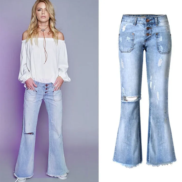 SAIKA: Low Waist Flare Denim Jeans bis Grösse 3XL