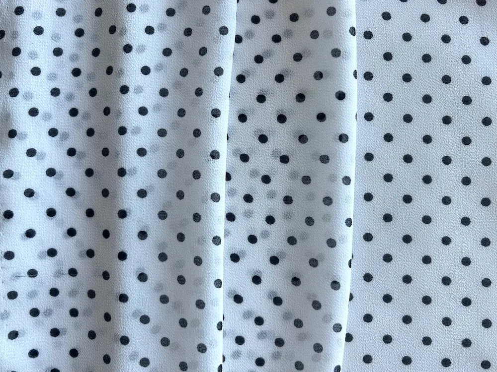 Semi-Sheer Onyx Coin Dots Polyester Georgette