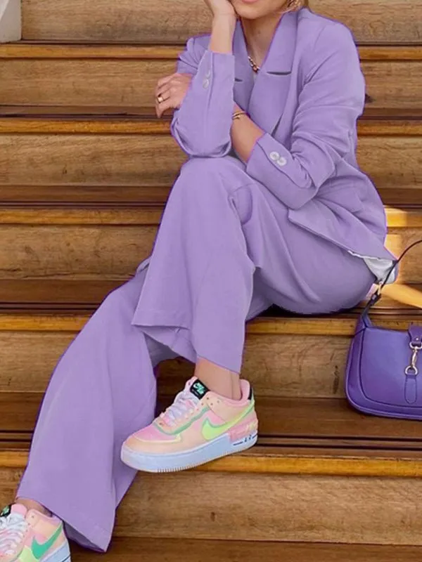 Sets Loose Blazer Trousers Two Piece Set for Women
