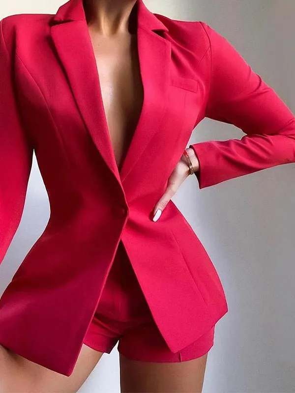 Sets Printed Blazer Shorts Two Piece Set for Women
