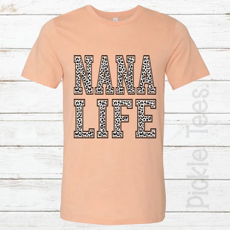 Snow Leopard Nana Life PEACH Crew Neck Tee
