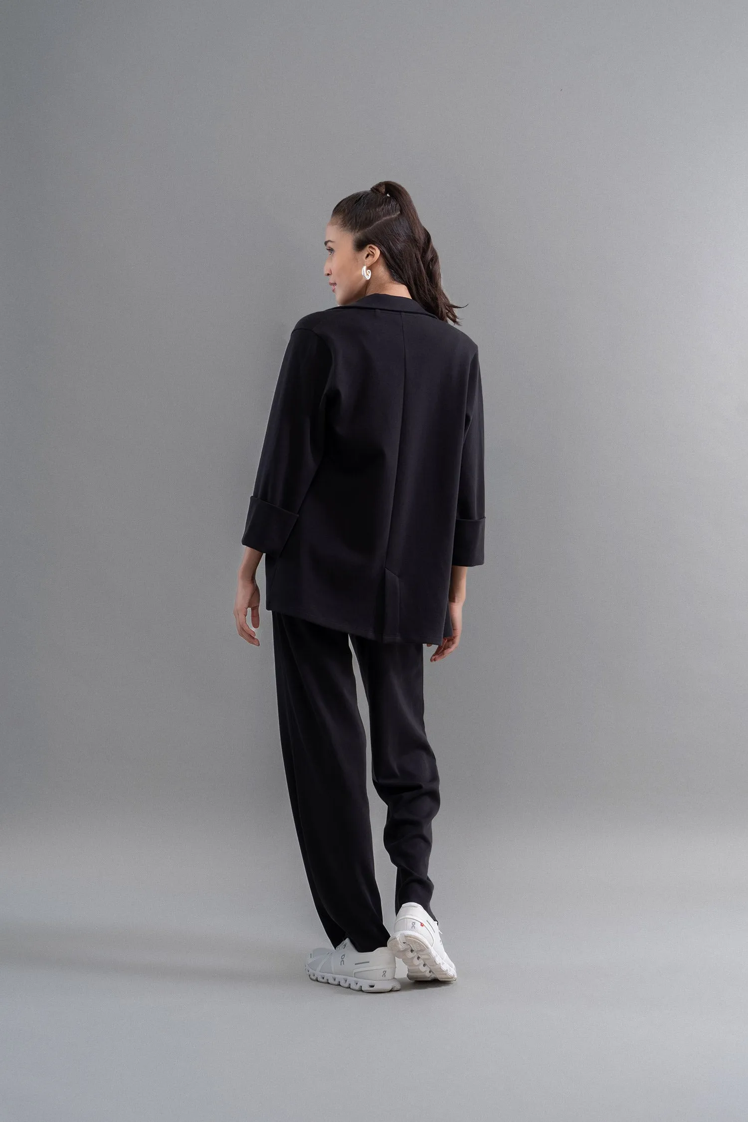 Snugknit® Black Flared Pant With Tank Top & Blazer
