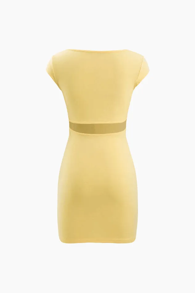 Square Neck Cut Out Back Bodycon Mini Dress