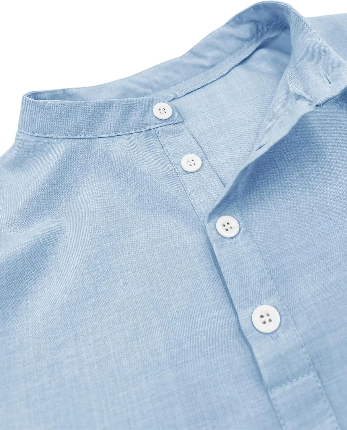 Sunborui Boys 3/4 Sleeve Linen Henley Shirts Summer Button Up Dress Shirts Casual Lightweight Tees Tops