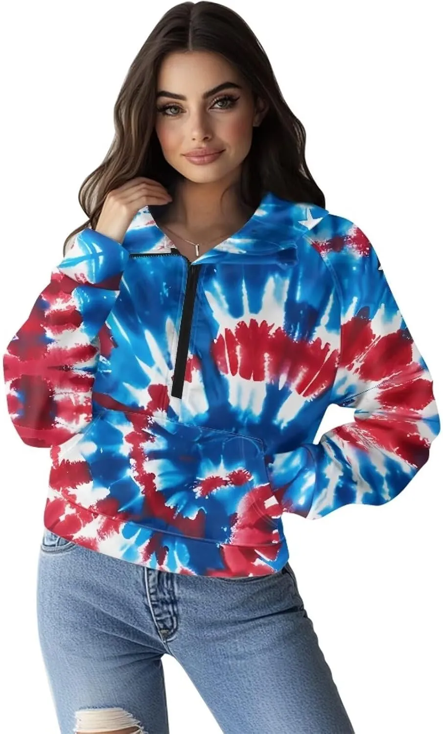 Suobstales Women's Half Zip Oversized Sweatshirts Long Sleeve Hoodies Drop Shoulder Fleece Workout Pullover Plus Size S-2XL