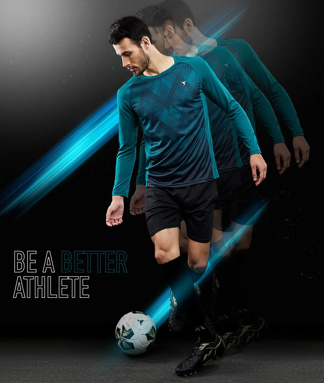 TechnoSport Crew Neck Full Sleeve Sublimation Dry Fit T-Shirt for Men P-470 (Peacock Green)