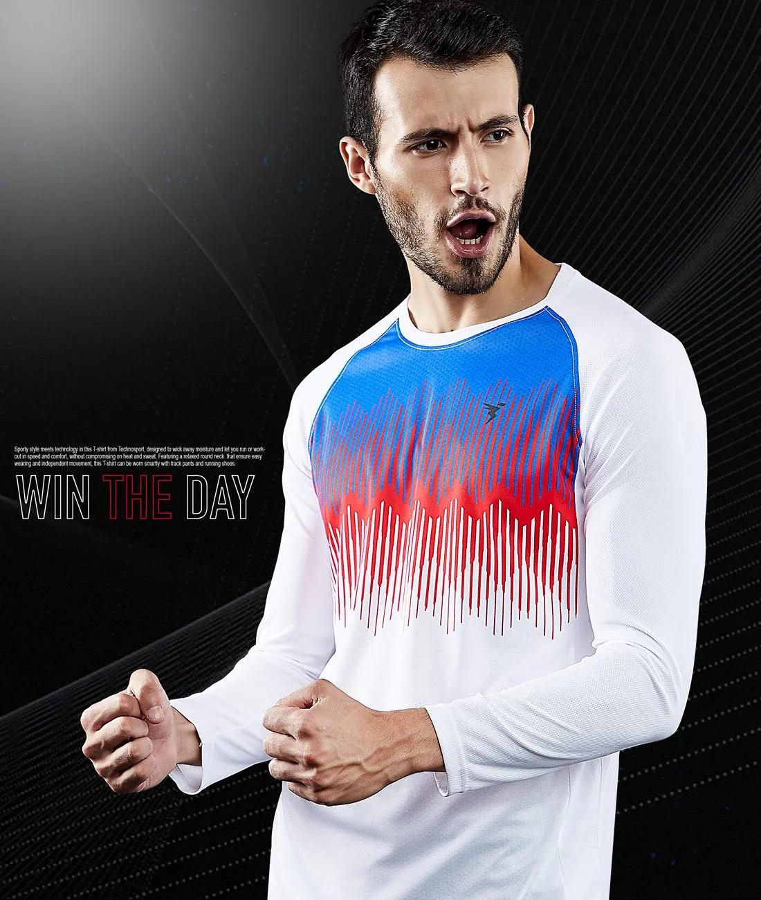 TechnoSport Crew Neck Full Sleeve Sublimation Dry Fit T-Shirt for Men P-470 (White)