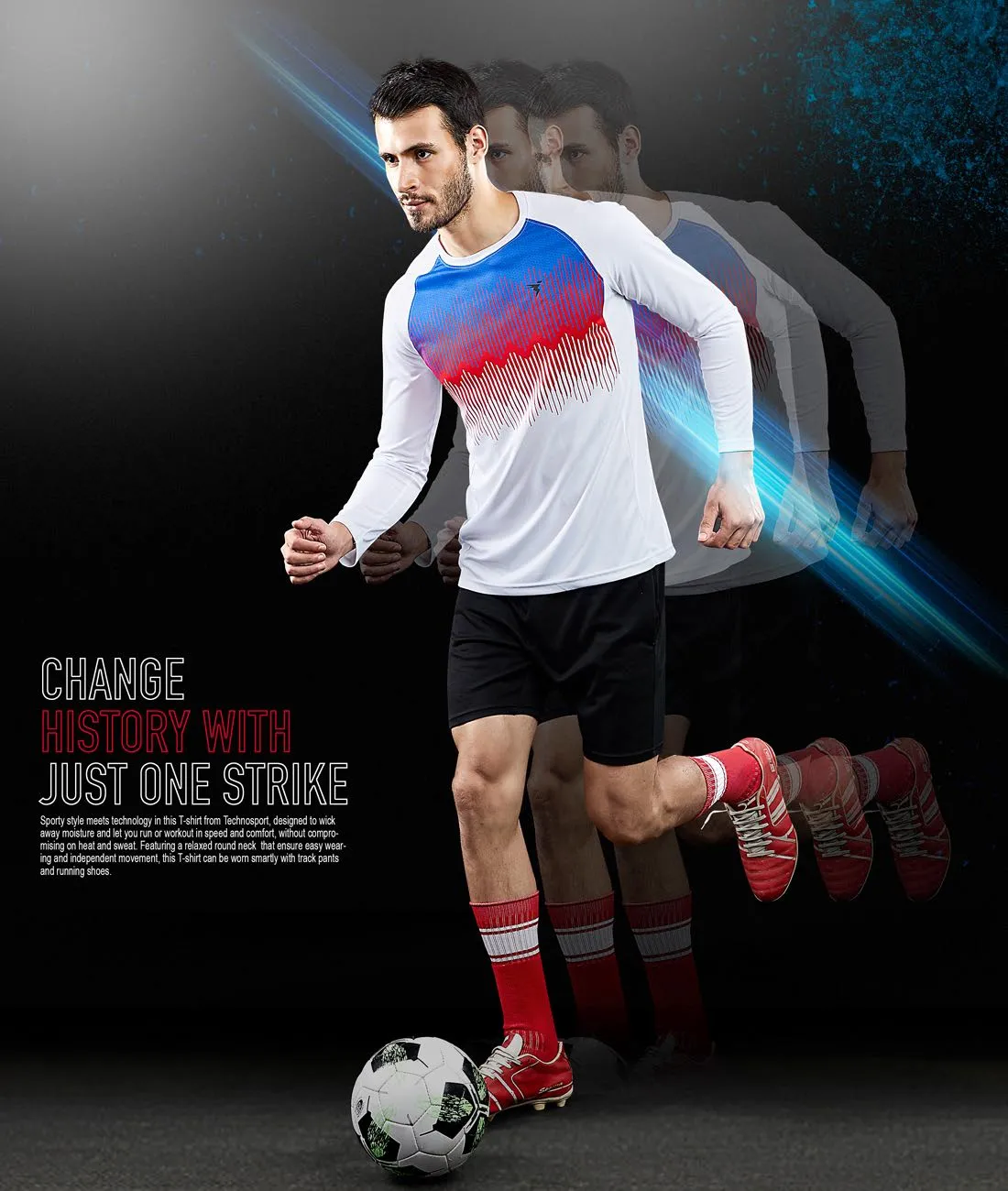 TechnoSport Crew Neck Full Sleeve Sublimation Dry Fit T-Shirt for Men P-470 (White)