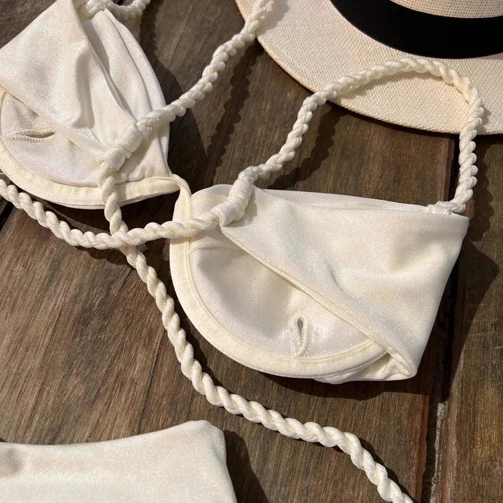 Trendy Braided Bikini – Pleated Couture Two-Piece Swimsuit for Women